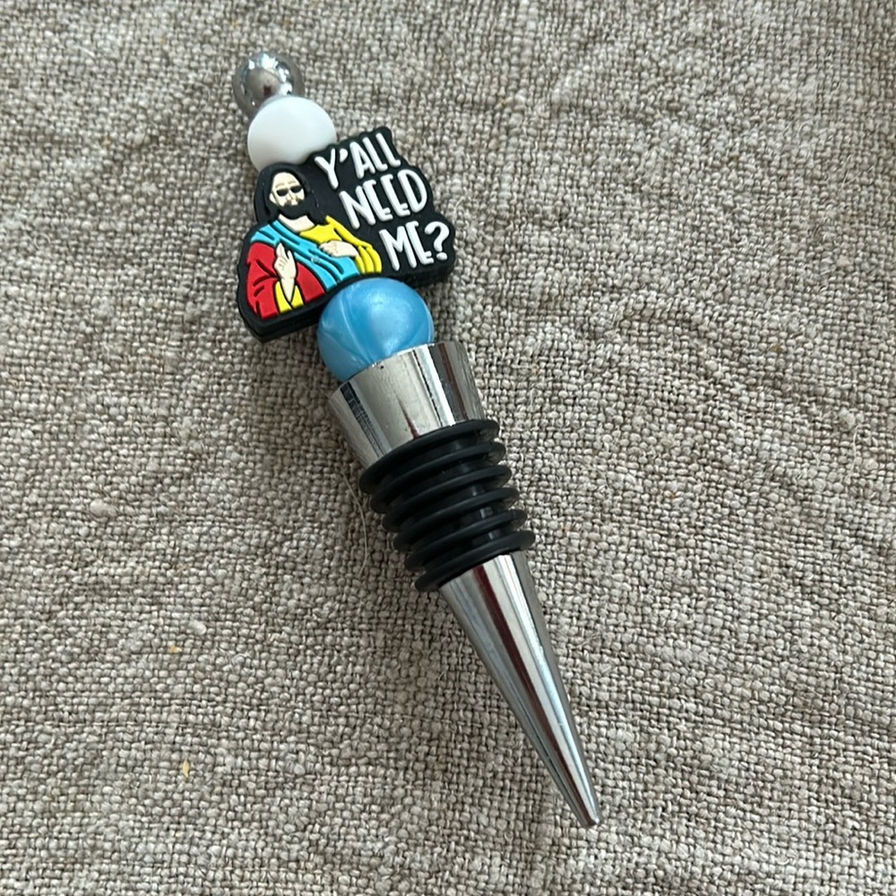 Jesus “Yall need me” Beaded Wine bottle stopper Handcrafted NEW